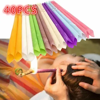 

40 Pcs Coning Beewax Natural Ear Candle Ear Candling Therapy Straight Style Ear Care Thermo-Auricular Therapy Face Lift Tool