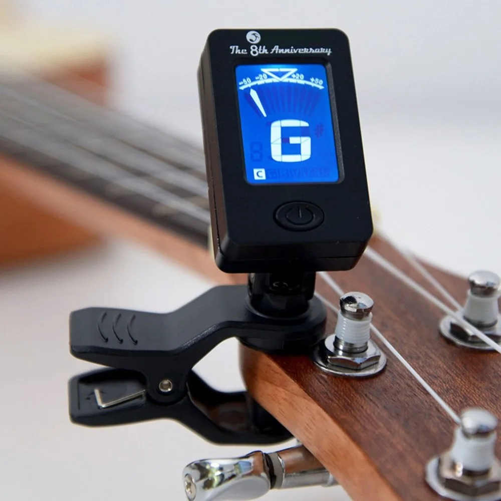 Portable Mini LCD Display Chromatic Clip-On Tuner for Acoustic Guitar Bass Violin Ukulele Musical Instrument