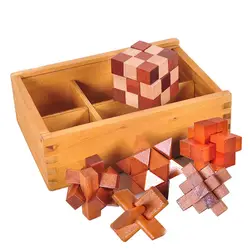 3D деревянные головоломки 6 шт./компл. Kong Ming Блокировка игра игрушки деревянные пазлы для взрослых Головоломка Развивающие игрушки для детей