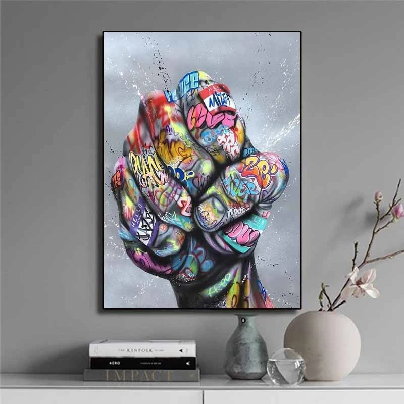 

Abstract Fist Graffiti Art Canvas Painting Inspirational Posters and Prints Wall Art Picture for Living Room Cuadros Home Decor