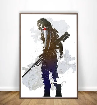 

The Avengers Bucky Barnes Minimalist Watercolor Poster Art Canvas Wall Art Picture for Living Room Home Decor