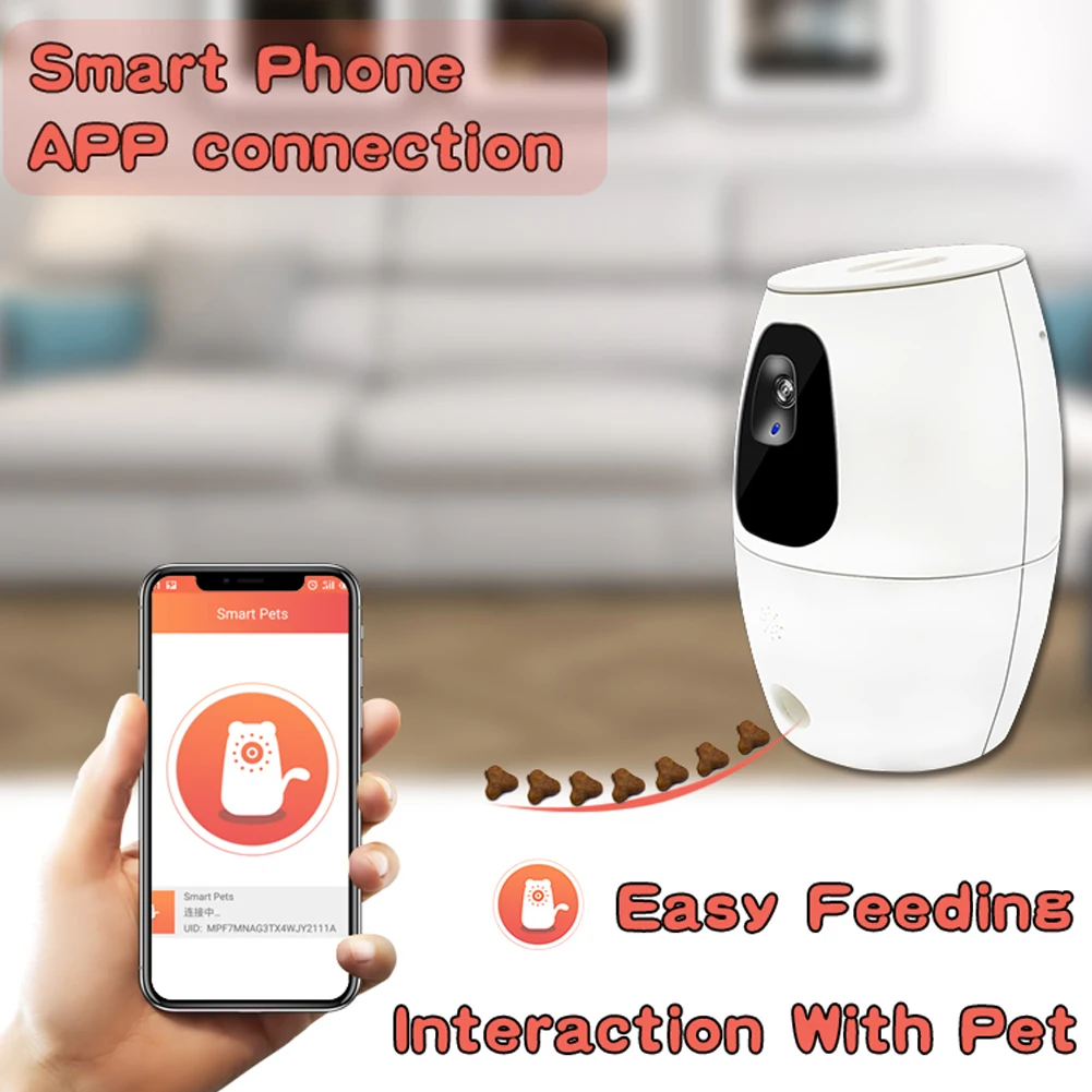  Cane di animale domestico di Smart Camera Video Trattare Dispenser Supporto APP WIFI Alimentazione 