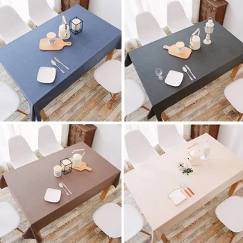 

Solid Thicken Linen Tablecloth Waterproof Oilproof Anti-scald Kitchen Dinner Table Cover Rectangular Decorative Tea Table Cloth