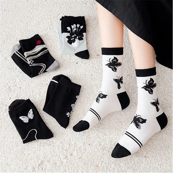 

2020 Trend Butterfly Socks White Women Streetwear Harajuku Women Crew Cotton Socks Japanese Hip-hop Skateboard Socks