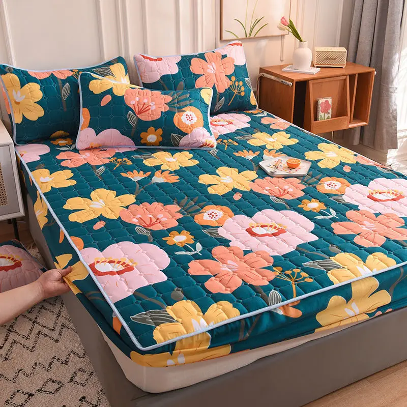 AirPermeableQuiltedMattressCoverSoftSandingFabricBedPadProtectorCoverTwinKingBed
