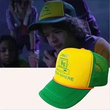 Взрослые дети странные вещи Дастин Косплей бейсбольная шляпа «Camp Know Where» зеленый желтый Ретро Кепка Дальнобойщика с сеткой