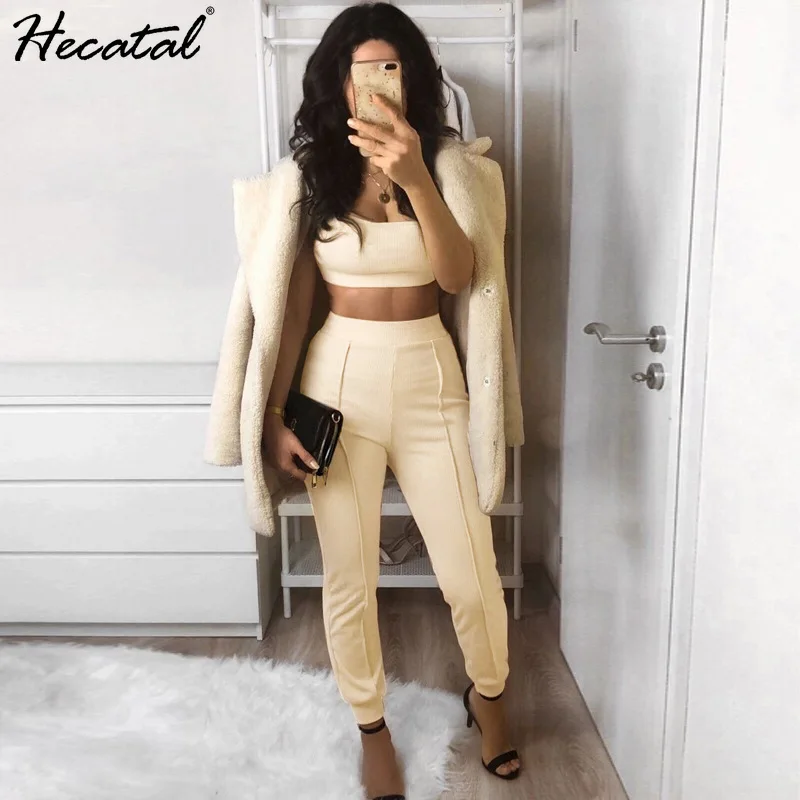 

Heeatal Tracksuit Women Two Piece Outfits for Women Crop Top + Stacked Leggings Two Peice Set for Women Conjunto Sudadera Mujer
