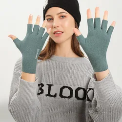 New Winter Ladies Gloves Leak Finger Thin Section Windproof Keep Warm Touch Screen Half-finger For Student Winter Soft Gloves