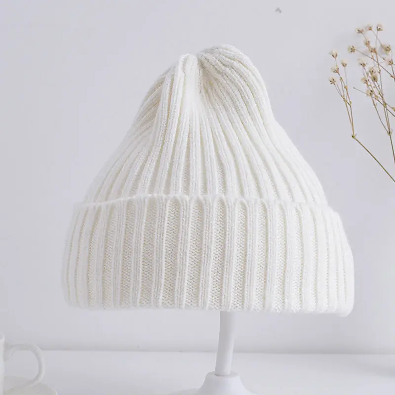 Baby Kids Ribbed Knitted Beanie Hats For Girls Boys Casual Toddlers Windproof Cap 6M-4Years Baby Photography Props Accessories 2