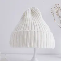 Baby Kids Ribbed Knitted Beanie Hats For Girls Boys Casual Toddlers Windproof Cap 6M-4Years Baby Photography Props Accessories 2