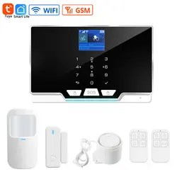 Kit système d'alarme de sécurité intelligent Tuya, sans fil, avec capteur de porte, écran couleur 2.4 pouces, notification en direct avec application et messages 