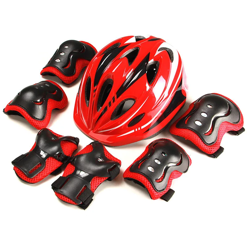

7-piece Set Children Cycling Protector Helmet Knee Elbow Wrist Protector Outdoor Games Exercises Protective Gear