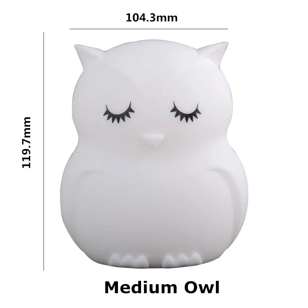 Owl LED Night Light Touch Sensor Remote Control 9 Colors Dimmable Timer Rechargeable Silicone Animal Lamp for Children Baby Gift