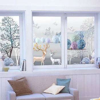 

Living Room Bedroom Dull Polish Slidable Glass Self-Adhesive Film Office Shade Glass Sticker