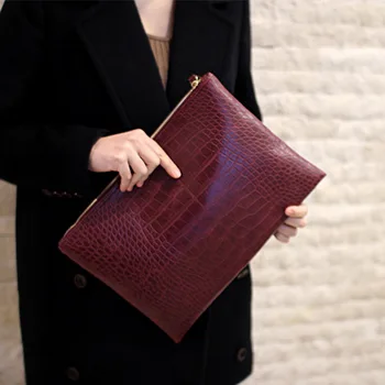 

For lulu ALLIGATOR leather clutch bag color red black white blue