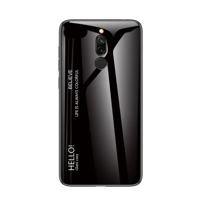 Для Xiaomi Redmi 8A чехол, противоударный чехол на заднюю панель, градиентный чехол из закаленного стекла для телефона для Redmi 8A 8 A чехол, защитный чехол - Цвет: Черный