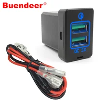 Buendeer QC3.0 автомобильное зарядное устройство розетка двойной USB порт зарядка вольт дисплей адаптер для Toyota Corolla RAV4 Ralink Prado 12-24 В