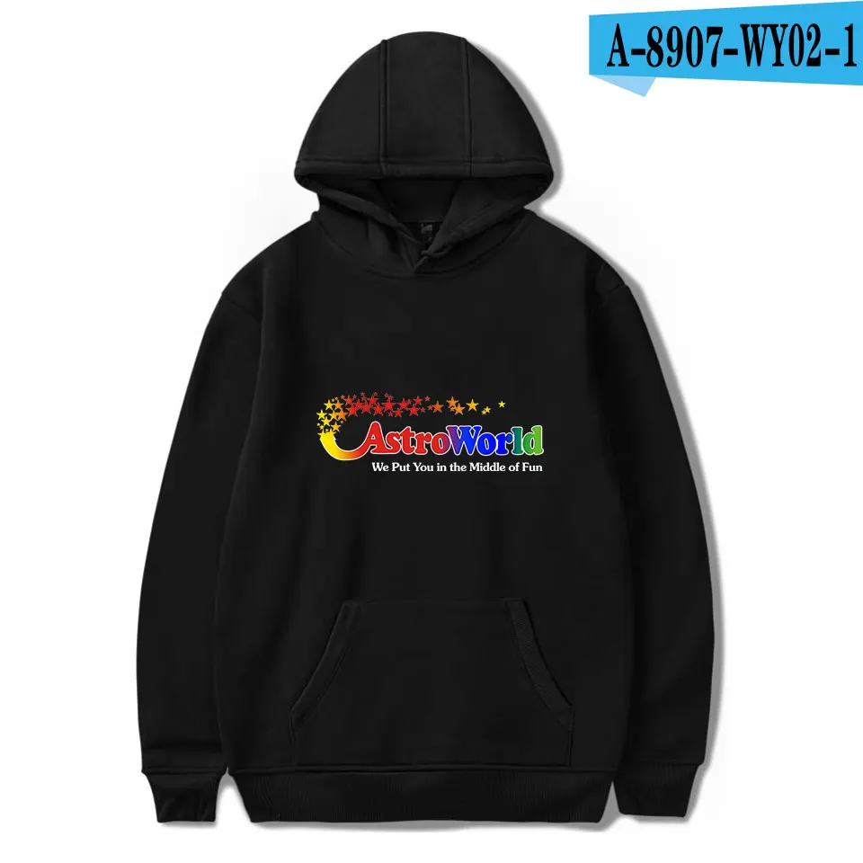 Black ASTROWORLD мужские толстовки с принтом женские Новое поступление модные популярные толстовки с капюшоном ASTROWORLD кофты Пальто Плюс Размер Топы - Цвет: Black