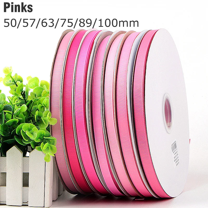 50/57/63/75/89/100mm Pink Grosgrain Ribbon High Quality 100% Polyester ...