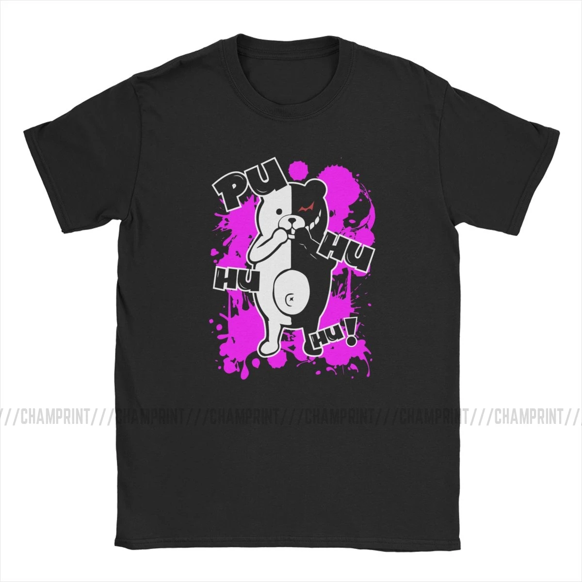 Monokuma Danganronpa мужские футболки, Винтажная футболка с коротким рукавом и круглым вырезом, футболки из чистого хлопка, летняя одежда