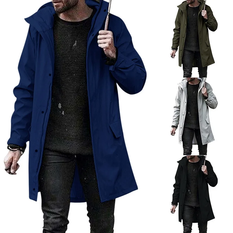 CYSINCOS, роскошное Мужское пальто, модная длинная куртка, повседневная верхняя одежда, однотонное пальто, плащ, Мужская ветровка Abrigo Hombre