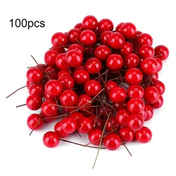 

Decortive Fake Fruit Decor Decortion Dried Flowers Christmas DIY Christmas Decor Artificial Berry Foam Ball 100pcs/Set Festival