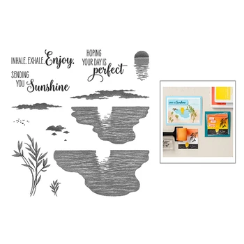 

2020 New Hot Desert Oasis Green Leaf Beach Word Sunshine Perfect Stamps and Metal Cutting Dies For Scrapbooking Card Foil Making