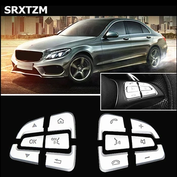 

12pcs/set Car Steering Wheel Button Covers C Class W205 ABS Silver Kit