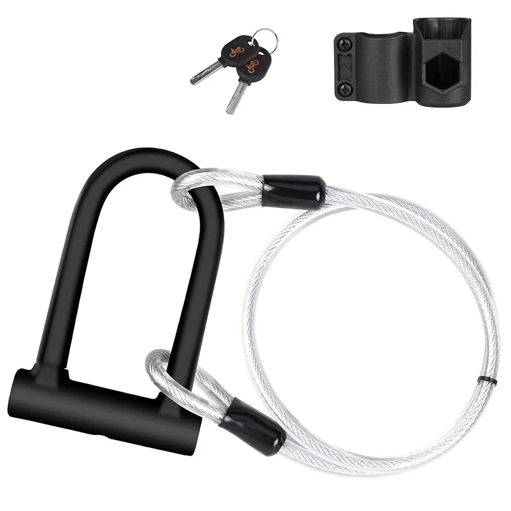 New Bike Security U Lock- 16mm Heavy Duty With 4ft Cable And Mounting Bracket Bike Accessories велосипедные аксесуары