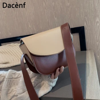 

Shoulder Handbags Hit Color Women PU Leather Flip Crossbody Casual Bag Fashion Simple Saddle bag Inclined shoulder bag
