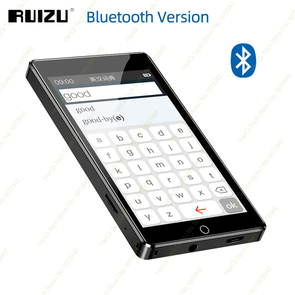 Ruidu H1 сенсорный экран MP3 MP4 плеер Bluetooth 8 Гб музыкальный плеер Поддержка fm-радио Запись видео электронная книга со встроенным динамиком - Цвет: Black With Bluetooth