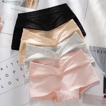 

Women Underwear Boxer New Plus Size Ice Silk Seamless Sexy Breathable Safety Pants Solid Color Female Panties Cotton Briefs