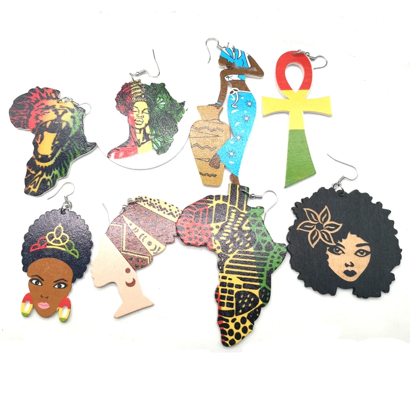 Деревянные серьги в африканском стиле смешанный дизайн|earrings designer|wooden african