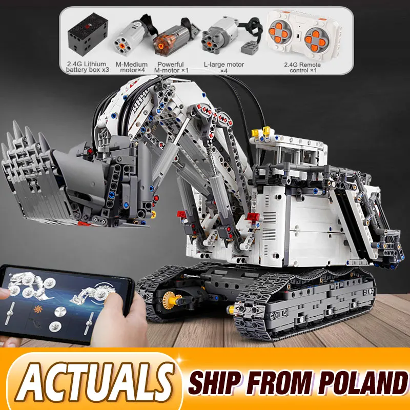 Автомобиль MOULD KING мотор мобильный кран экскаватор Liebherr R9800 Mk II модель автомобиля