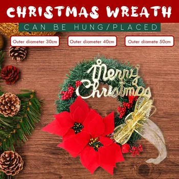 

Hot Sale Christmas Wreath Artificial Plant Rattan Circle Wall Decoration Simulation Fake Flower Door Hanging Wreath For Home