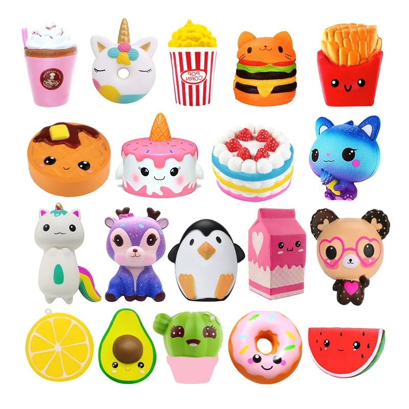 Антистресс Jumbo Squishy фиджет игрушки Kawaii Сжимаемый торт олень молоко животное панда