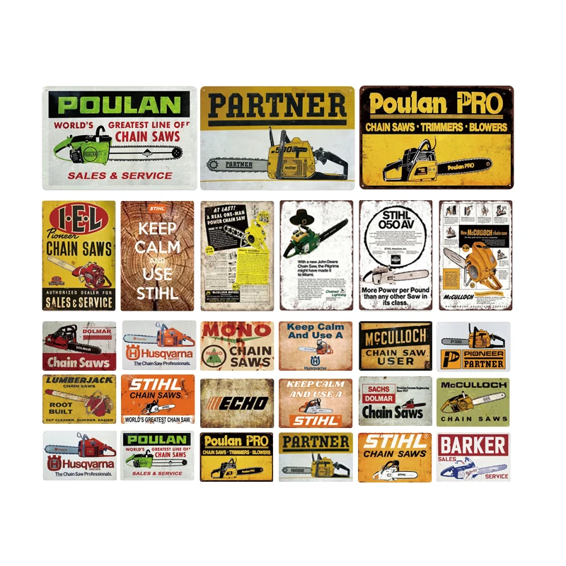 Shabby Metal Tin Signs Homelite Chain saws Classical Iron Painting Home Wall Stickers Retro Pub Farm Art Poster Antique | Дом и сад