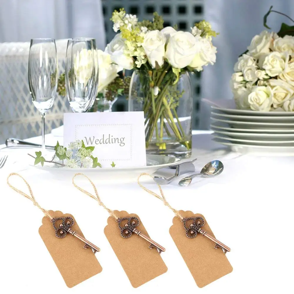 Billig ABFP 50Pack Schlüssel Flasche Opener mit Tag Karten Hochzeits bevorzugung Skeleton für Party Rustikale Dekoration