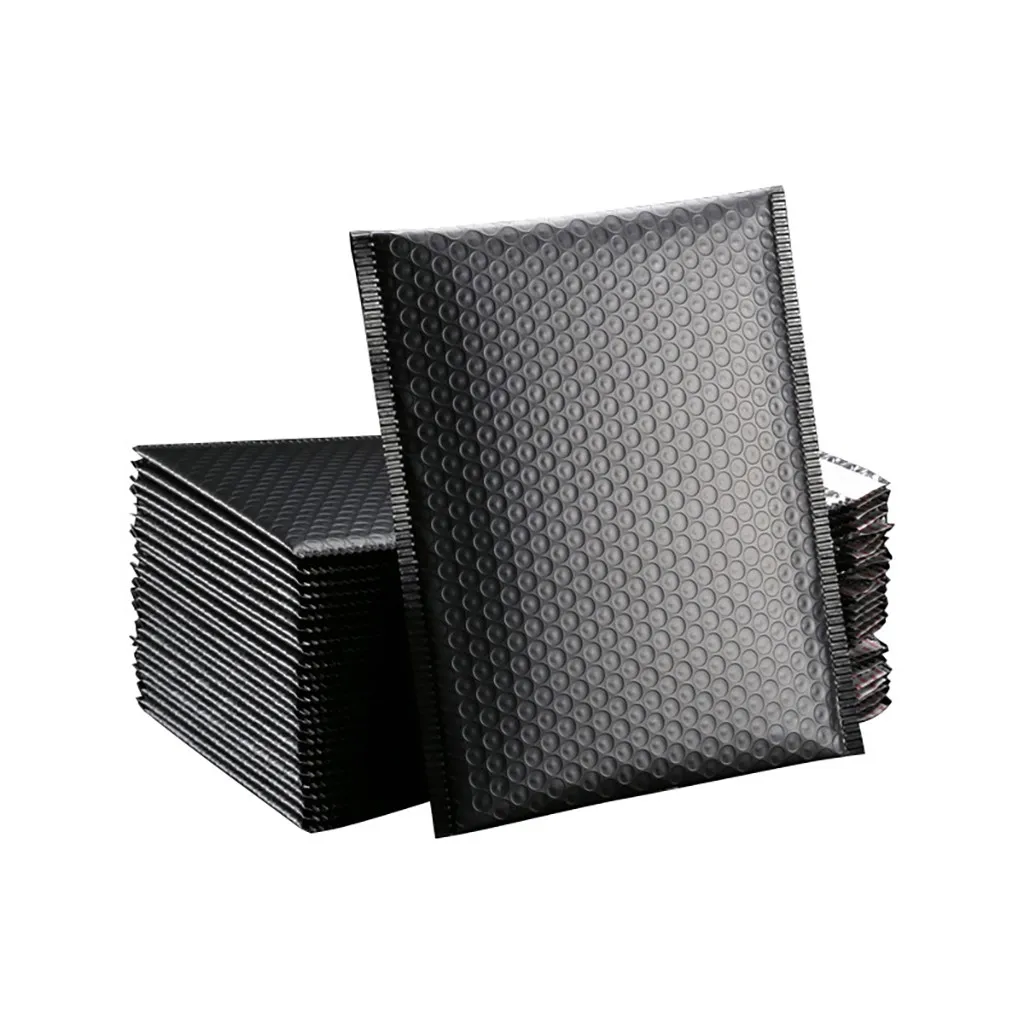 50 Uds polietileno negro de anuncio publicitario de la burbuja sobres acolchados de burbujas para correo para embalaje de regalo de Poly Mailer auto sello 15x19cm bolsa