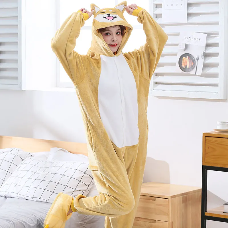 Akita-Dog-Kigurumi-Women-Girl-Onesie-Cute-Animal-Cartoon-Shiba-inu-Overall-Winter-Warm-Soft-Flannel