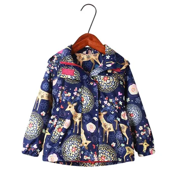 

Autumn Girls Jackets Children Outerwear Hooded Girls Coats with Fleece Windbreaker for Girls Waterproof Raincoat Kids Clothes