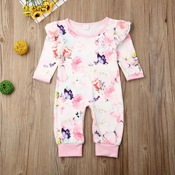 

2020 Infant Clothes Autumn New Born Baby Rompers Floral Print Infant Jumpsuit New Born Boys Clothes Girl Romper Ropa Para Bebe
