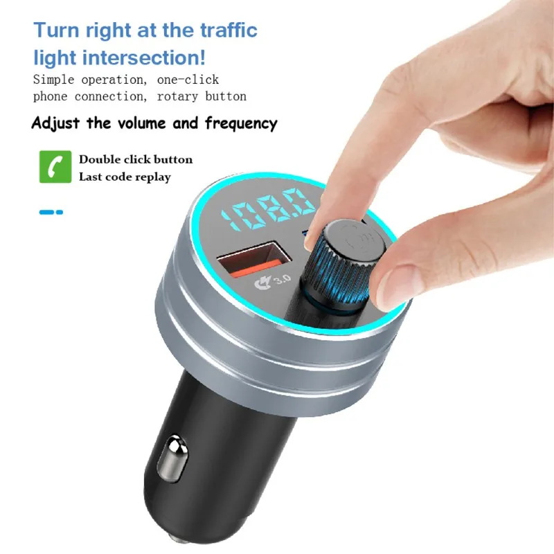 Двойной зарядное устройство usb автомобильный Buletooth Handsfree Kit fm-передатчик Mp3 Bluetooth плеер с музыкой ритм огни 3.0A Быстрая зарядка