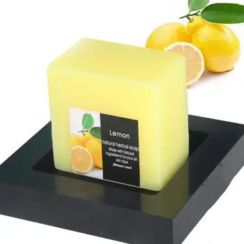 

100g Natural Lemon Soap Face Cleanser Oil Control Deep Whitening Soap Care Skin Cleaning Body Shower B7U2