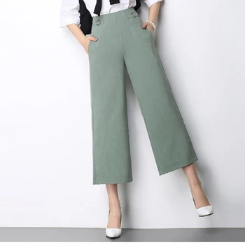 

Yue Yuan Pants 2020 New Summer Wide Leg Pants Female Nine ba fen ku High-Waisted Yarn Drape Good Fat