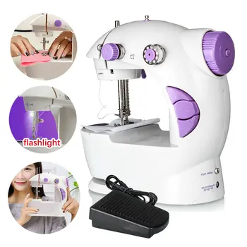 

Sewing Machines Portable Mini Electric Household Crafting Mending with Foot Pedal Cutter Light for Home Beginners Kids Purple