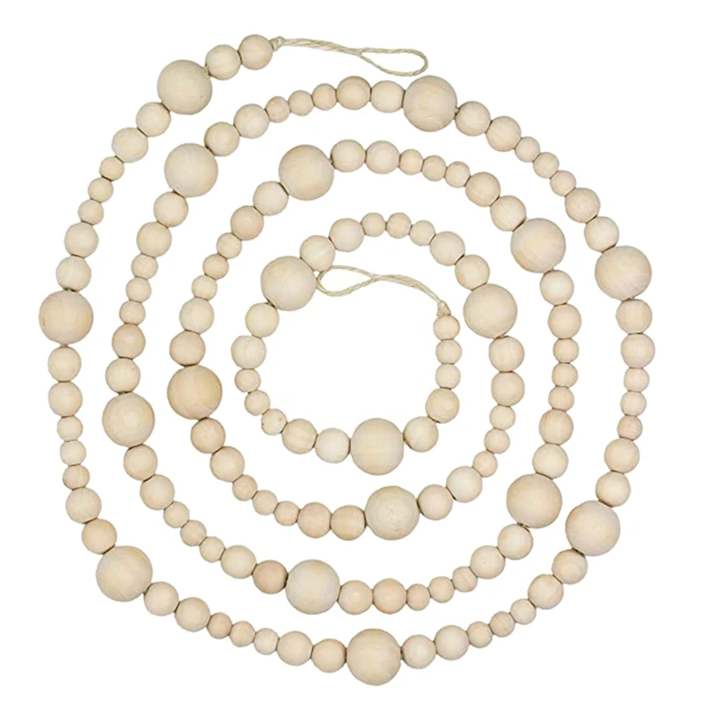 Деревянная гирлянда из бисера 7 футов домашний декор деревенский стиль