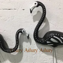 Черно-белое украшение в виде фламинго, украшение для садовой виллы, украшение для свадьбы на лужайке, декоративная ворсовая декоративная колонна