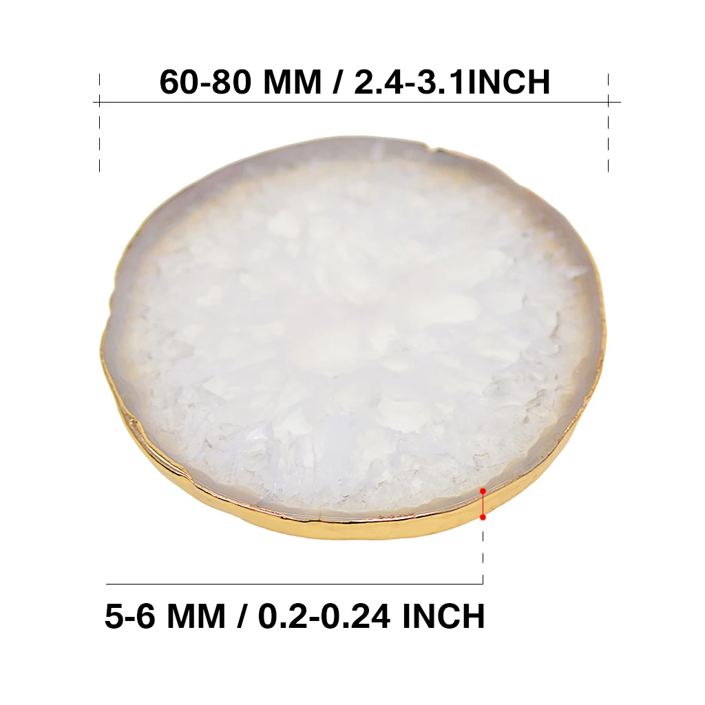 4Pcs Natural Agate Slices Geode Stones,Beverage Coasters Cup Mat,Irregular Crystals Collection Home Decoration Drink Gift