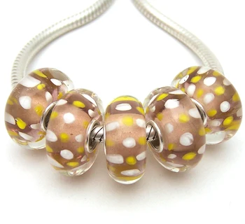 

JGWG1597 5X 100% Authenticity S925 Sterling Silver Beads Murano Glass beads Fit European Charms Bracelet diy jewelry Lampwork